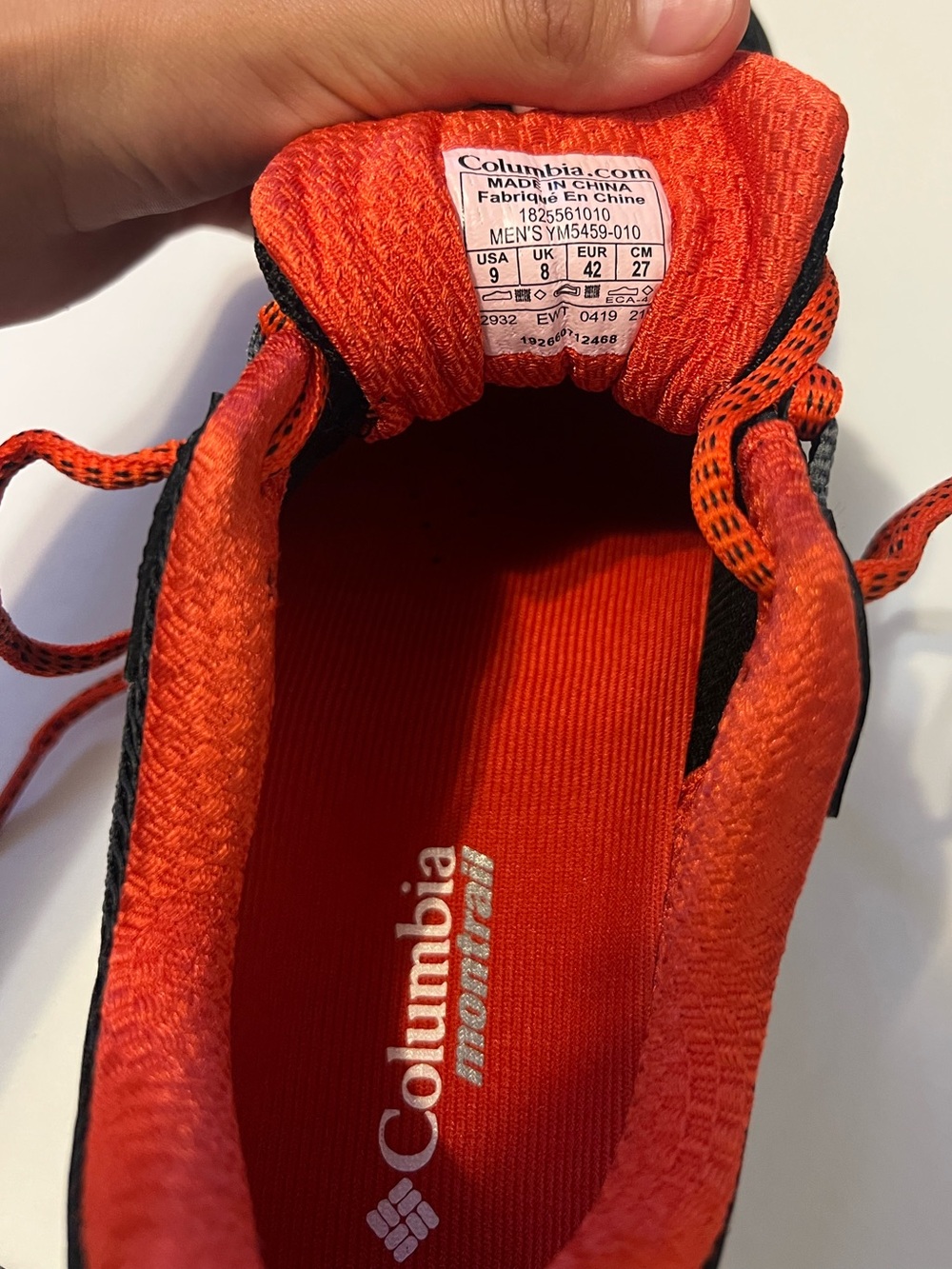 Columbia Men’s Black and Orange Trail Sneakers - Picture 7 of 9